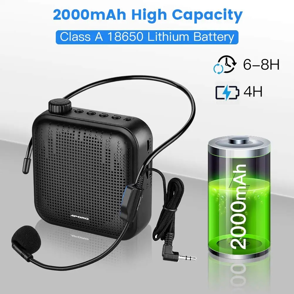 Portable Voice Amplifier Megaphone Mini Audio Speaker With Microphone Rechargeable Ultralight Loudspeaker For Teachers. 