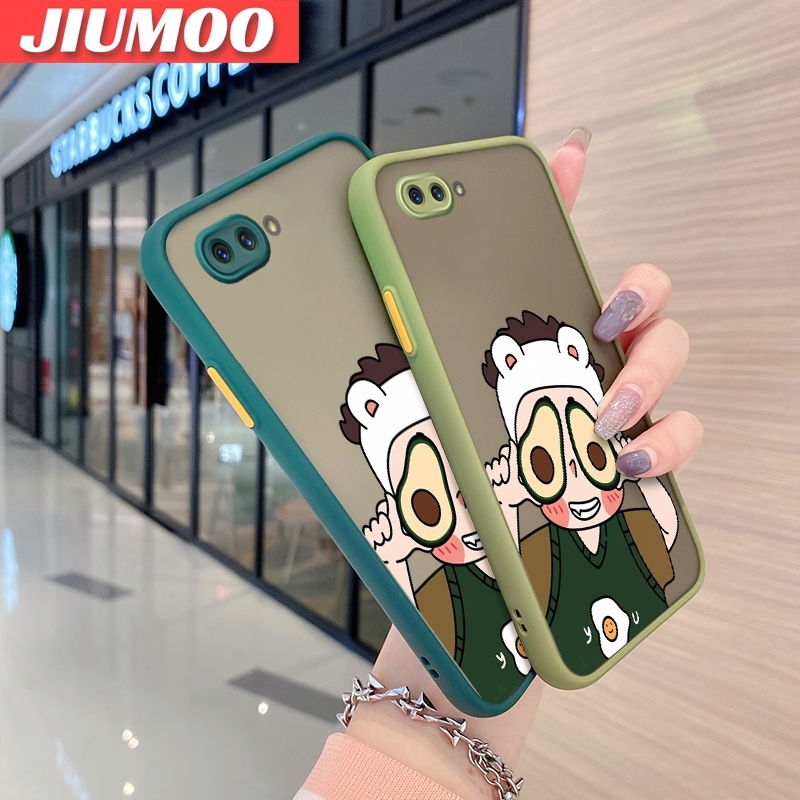 JIUMOO For OPPO A5 2018 OPPO A3s OPPO A12E Realme C1 Case Cartoon Cute Avocado Girl Thin Frosted Transparent Cover Lens Camera Protect Edge Full Cover Casing Hard Cases. 