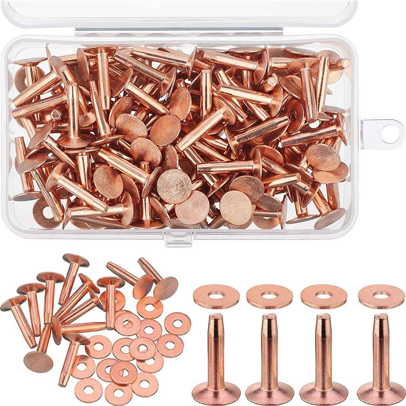 200 Sets Copper Rivets and Burrs Washers Leather Copper Rivet Fastener for Collars Leather DIY Craft Supplies