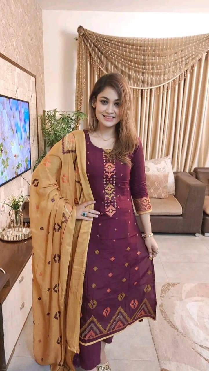 Three Piece Cotton Unstitched Skin Print For Women - সুতির 3 পিছ