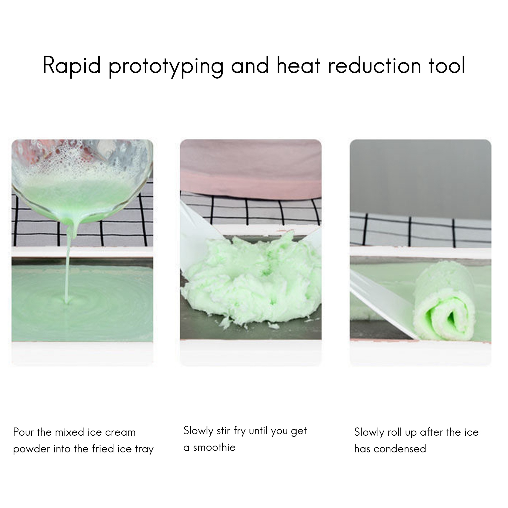 Ice Cream Machine, Ice Cream Roll Plate, with 2 Plastic Spatulas, Very Suitable for Handmade Ice Cream, freeze Yogurt. 