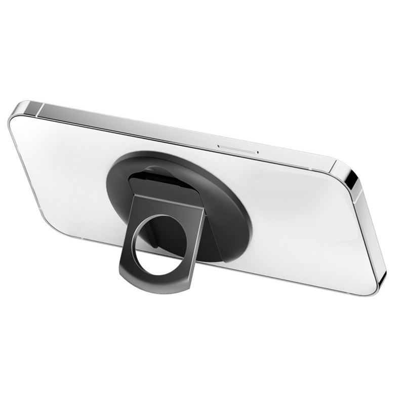 Magnetic Mobile Phone Holder for MacBook for MagSafe Continuity Camera Mount Round Ring Support Kickstand Black. 