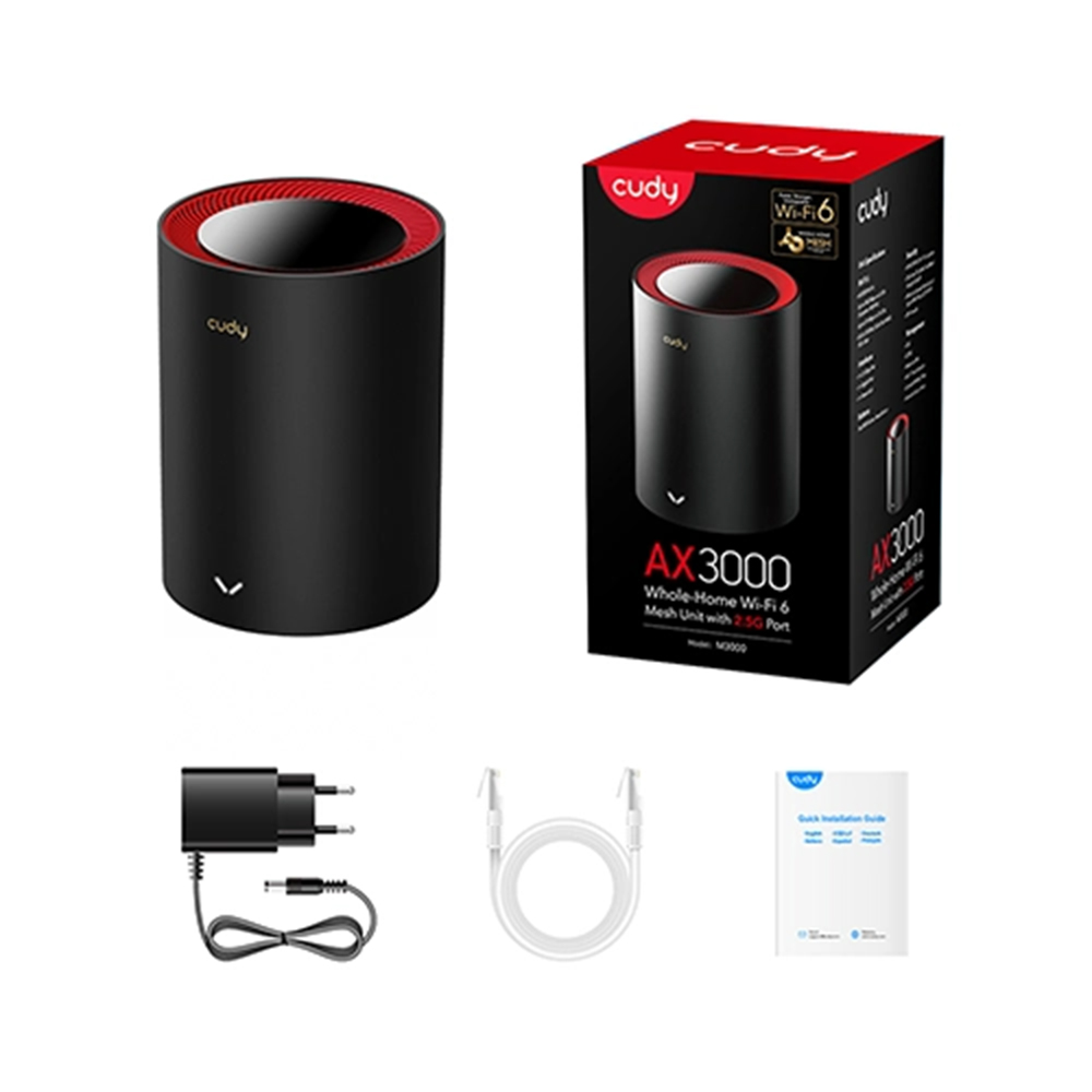 CUDY M3000 (1-Pack) AX3000 2.5G Dual Band Wi-Fi 6 Mesh System Router. 