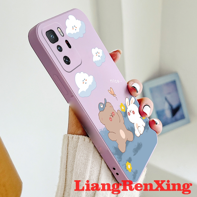 Casing Redmi Note 10 Pro 5G Xiaomi Poco X3 GT 5G phone case back cover softcase liquid silicone protector smooth shockproof bumper cover new design cartoon rabbit aesthetic ytxx03