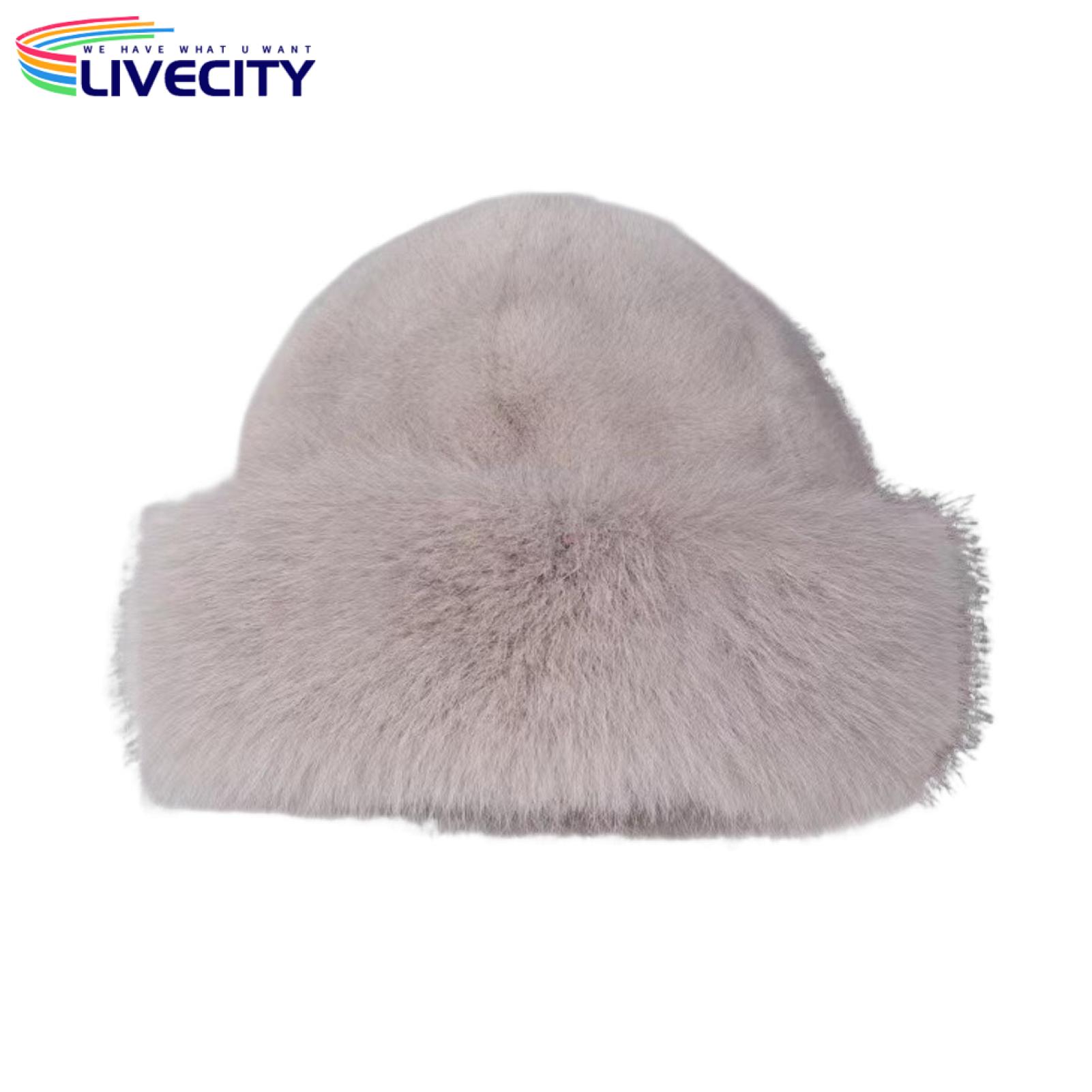 Solid Color Fuzzy Edge Hat Cozy Faux Fur Winter Hat for Women Stylish Mongolia Style Cap for Outdoor Activities Like Cycling Skiing Windproof Heat Retaining Velvet Headwear