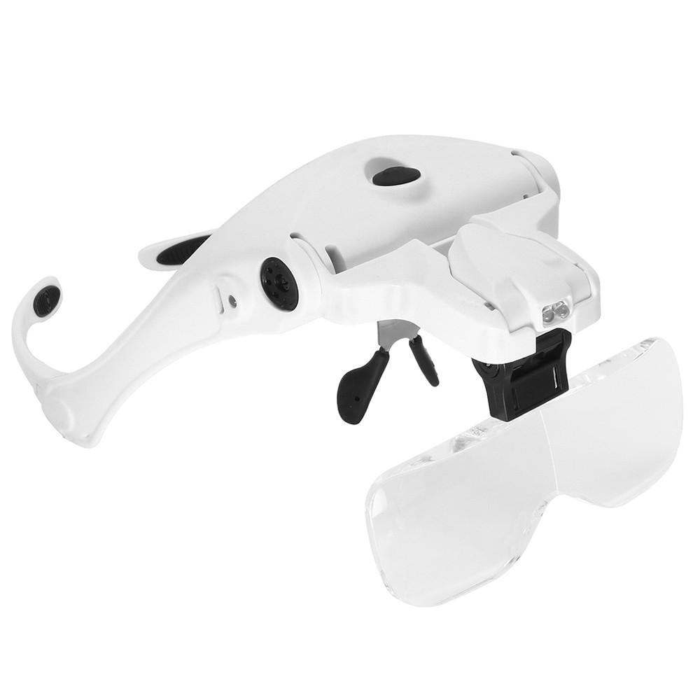 5 Lens 1.0X-3.5X Adjustable Bracket Headband Glasses Magnifier Loupe with 2 LED Lights and USB Charge Goggles Magnifying Tool Rechargeable LED Magnifying Glasses. 