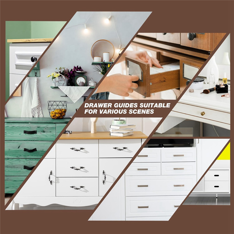 Drawer Slides Guides Plastic 5Pairs with Roller Undermount Drawer Slides Stopper for Dresser Drawer Parts. 