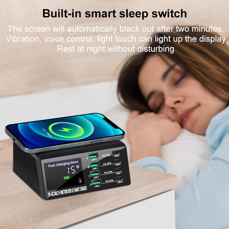 X9D 110W Multi-ports Smart Charger Station + Wireless Charger AC100-240V, US Plug. 