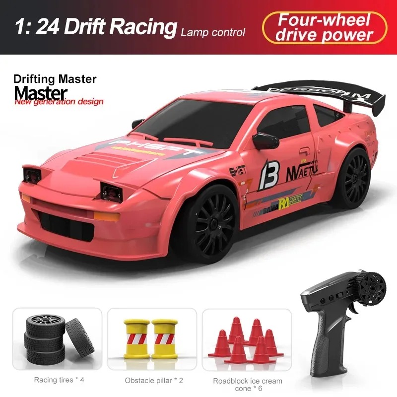 GC 1:24 Scale Remote Control Car 4WD 2.4G RC Drift Racing Car With Front And Rear Lights High Speed Model Vehicle Toys Gifts For Kids