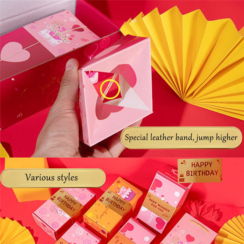 Exploding Gift Box Money Up Surprise Birthday Prank Box Chinese Red Envelope Easy to Use A. 