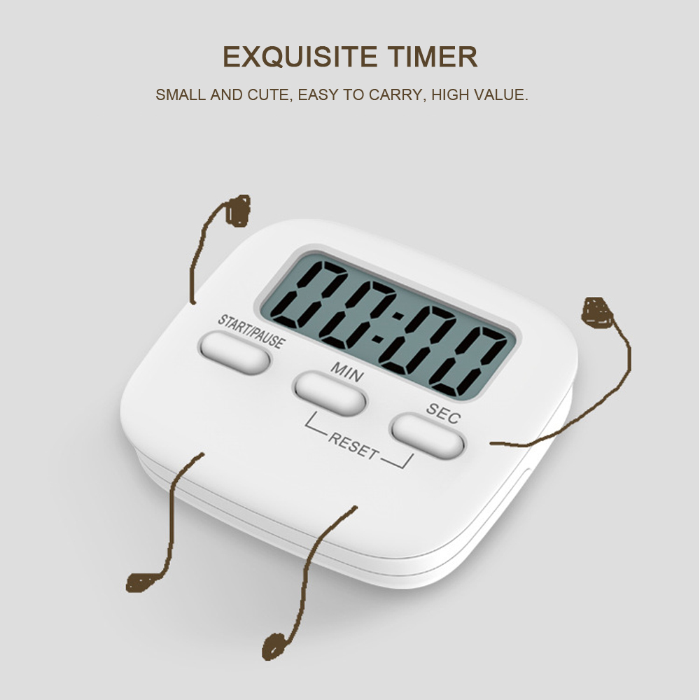 Portable Digital Kitchen Timer Magnetic Cooking Countdown Alarm with LCD Screen Stand for Study Sports Cooking Gaming Office. 