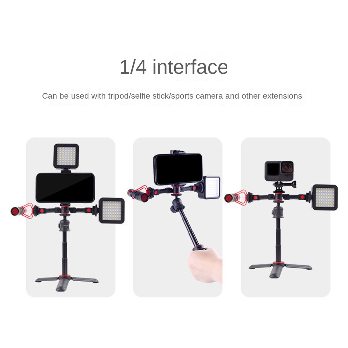 1 Piece Rotatable Multifunctional for Cold Shoe Mount Adapter with Phone Clip. 