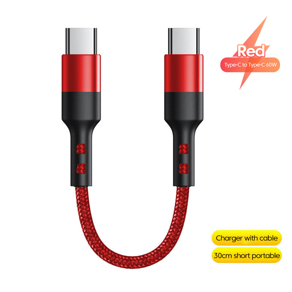 0.3M Short Cable PD 60W Type C Cable USB C TO USB C Fast Charging Data Cord for iPhone 15 Xiaomi Power Bank Portable Charge Wire. 