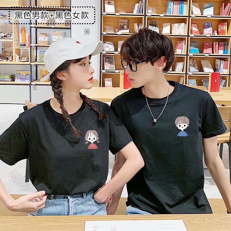 Couple Wear Summer Short Sleeve White T T-shirt bf Korean Style Loose 2024 New Men's and Women's Couple's Top. 