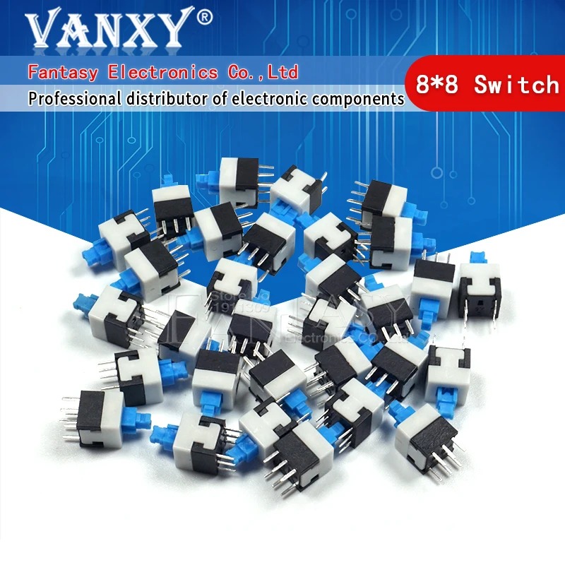 20PCS 8X8 8*8 mm 6Pin Push Tactile Switch Self lock / Off button Latching switch Wholesale Electronic