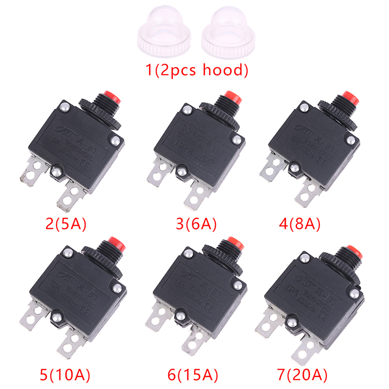 Thermal Switch Circuit Breaker Overload Protector 5a 6a 8a 10a 15a 20a Overload Switch Protector Fuse