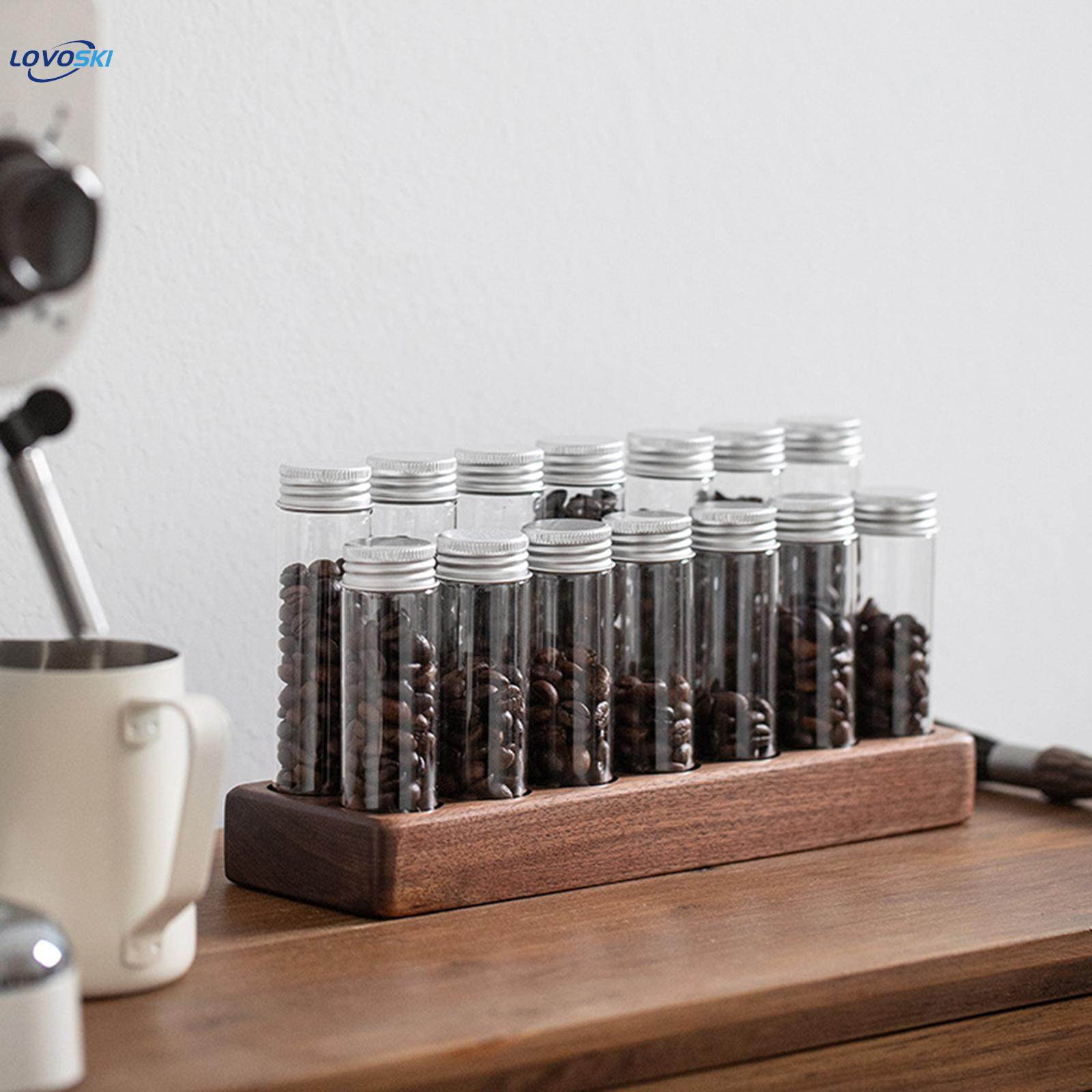 Single Dosing Coffee Bean Storage Tubes, Coffee Beans Storage Container Airtight Coffee Bean Cellars with Stand for Candy, Sugar, Nuts, Bar Pantry