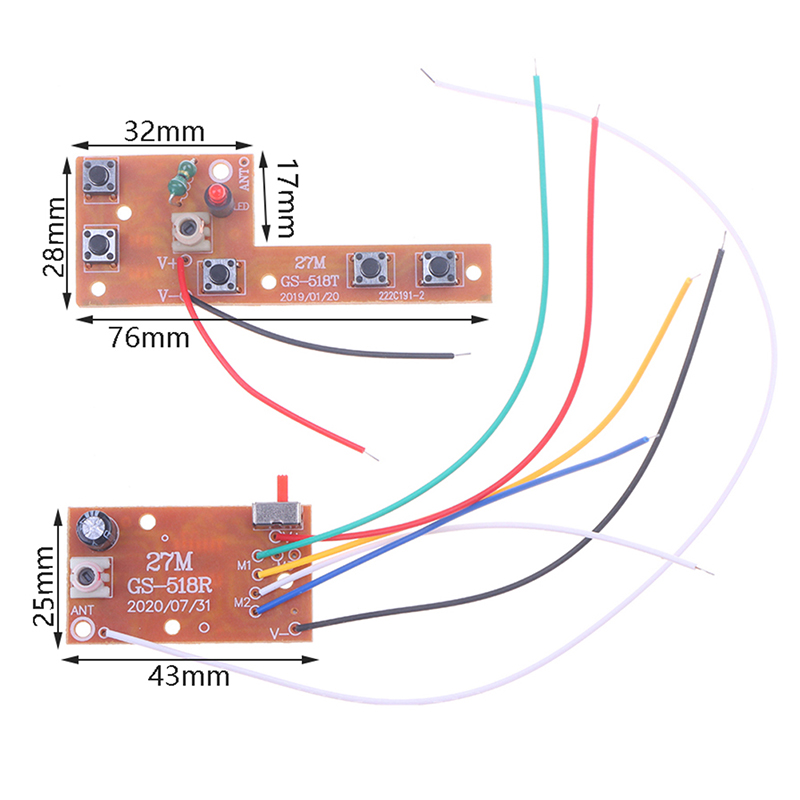 5CH RC Remote Control 27MHz Circuit PCB Transmitter And Receiver Board With Antenna Radio System Car Accessories Jessica. 