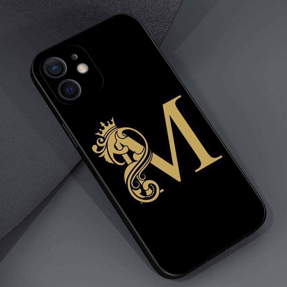 Luxury Gold Royal Crown Letter A-Z Phone Case For Apple iPhone 15 14 13 12 11 Pro Max 15Plus 14Plus 13Mini XS XR X 7 8 Funda. 