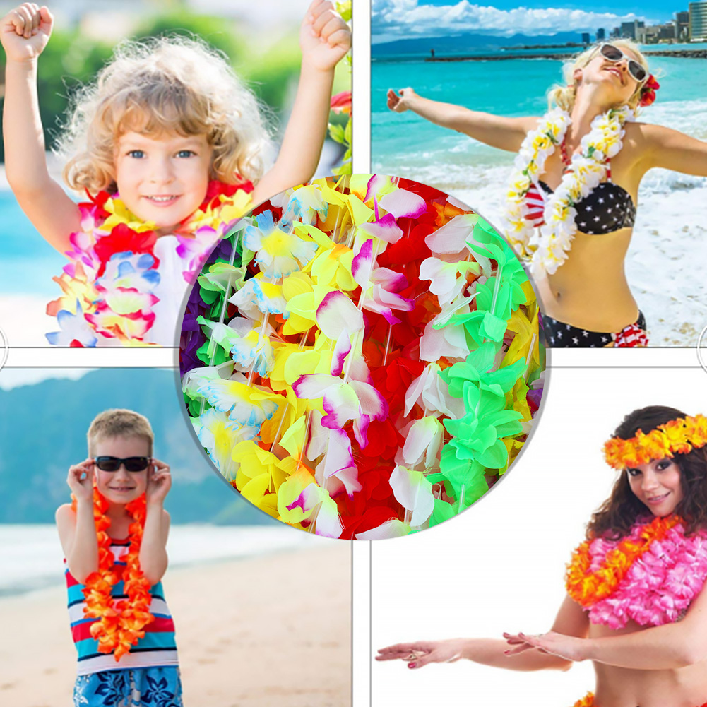 50pcs Hawaiian Garland Multi-color Multi-functional Hawaiian Party Decoration For Graduations Beach Parties. 