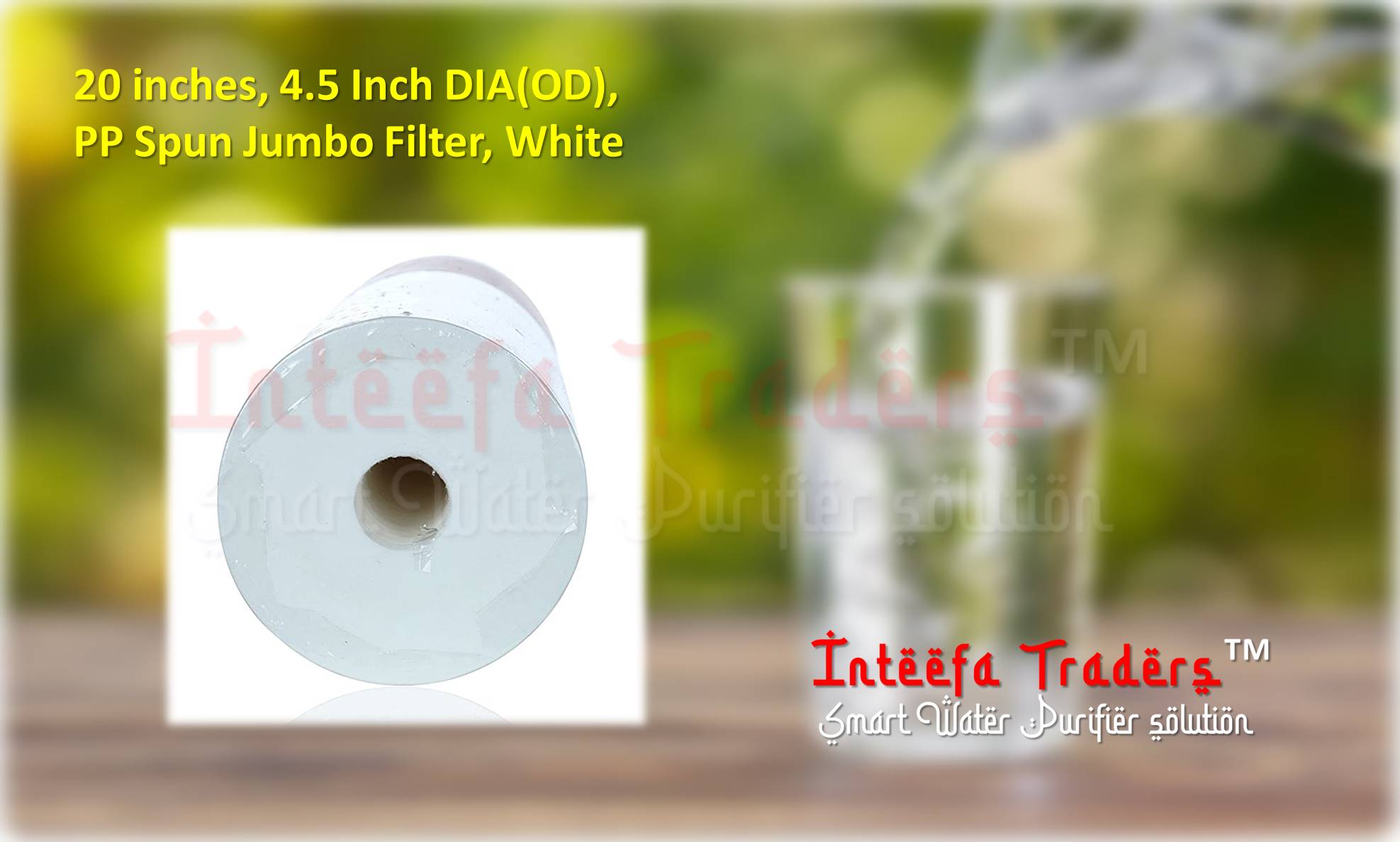 20 Inch 5 Micron PP Cotton Filter Jumbo Spun Filter Cartridge Size 4.5 Inch DIA 20" PP Sediment Filter Cartridge For Reverse Osmosis Commercial Water Purifier Pre-filter-Pack of 1 - Water Jar. 