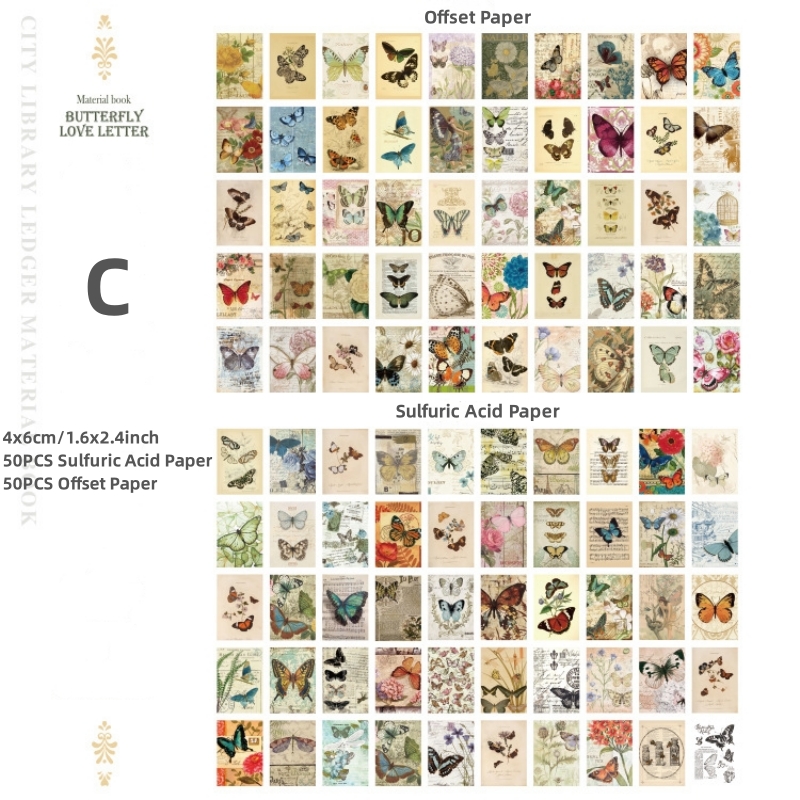RHS Online 100PCS City Library Series Vintage Collection Material Paper Book DIY Journaling Planner Diary Crafts Scrapbooking