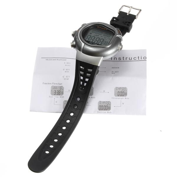 Fitness 5 Modes Sports Pulse Heart Rate Monitor Pedometer Calories Counter Watch. 
