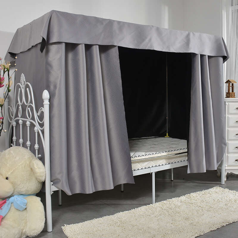Prague back black gray high shading solid color integrated bed curtain with thickened fabric for memory of dreams, used in student and dormitories. 