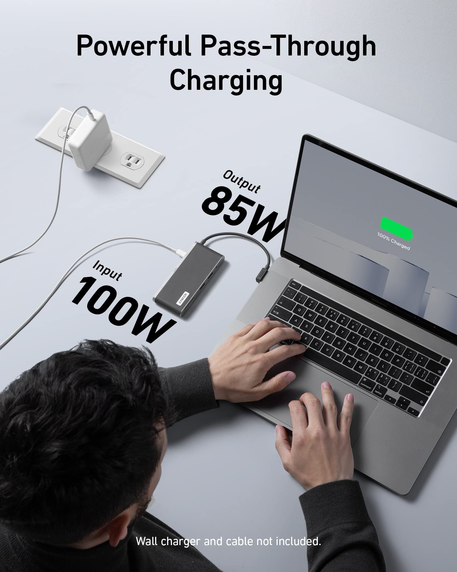 Anker USB C Hub 655 USB-C Hub (8-in-1) with 2 USB-A 10 Gbps Data Ports 100W Power Delivery 4K HDMI 1 Gbps Ethernet, microSD. 
