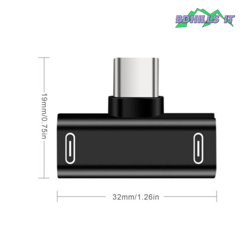 2 in1 Dual USB-C Type C Splitter Adapter to Charger and Headphone For Android US. 