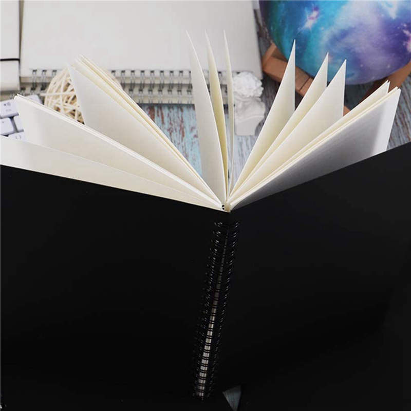 15Pcs A5 Black Spiral Notebook Blank Sketchbook Unruled Journal Pack Thick Blank Paper 50 Sheet 100 Unlined Pages. 