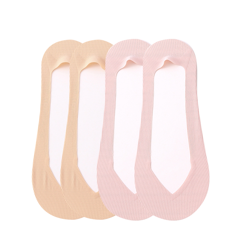 4 Pairs Women Summer Thin Sock Slippers Silicone Antiskid Ice Silk Crew Socks Seamless Invisible Girls Solid Boat Socks Korea