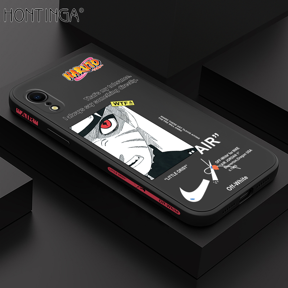 Hontinga for iPhone XR Case Side Design New Anime Naruto for Boys Back Cover Soft Square Edge Pattern Liquid Silicone Trend Phone Cases. 