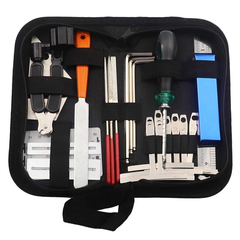 Guitar Tool Kit Repairing Maintenance Tools String Organizer String Action Ruler Gauge Measuring Tool Hex Wrench Set Files Fingerboard Guitar Fret Rocker Leveling. 