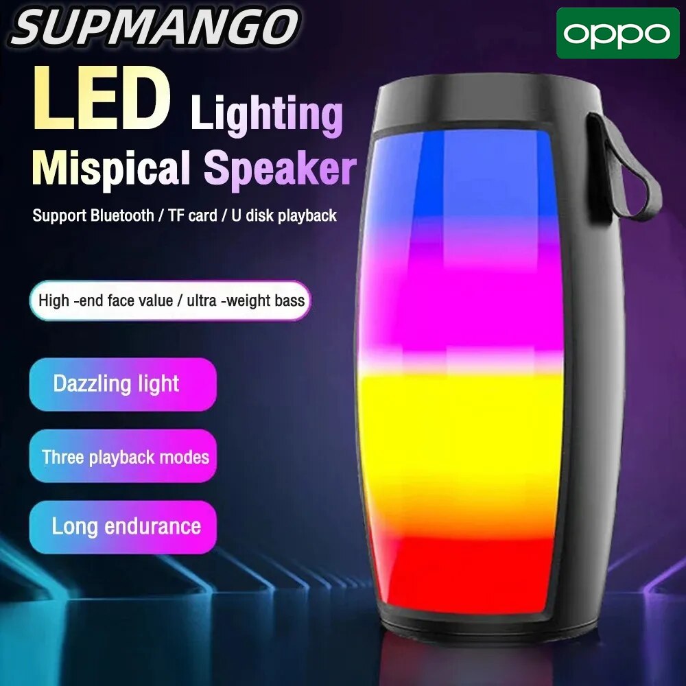 【Ready Stock+FREE Shipping+COD】OPPO-1202 Wireless Bluetooth Speakers Powerful Portable Sound Box Subwoofer Car Audio Bass MP3 Player Sound System LED Lights. 