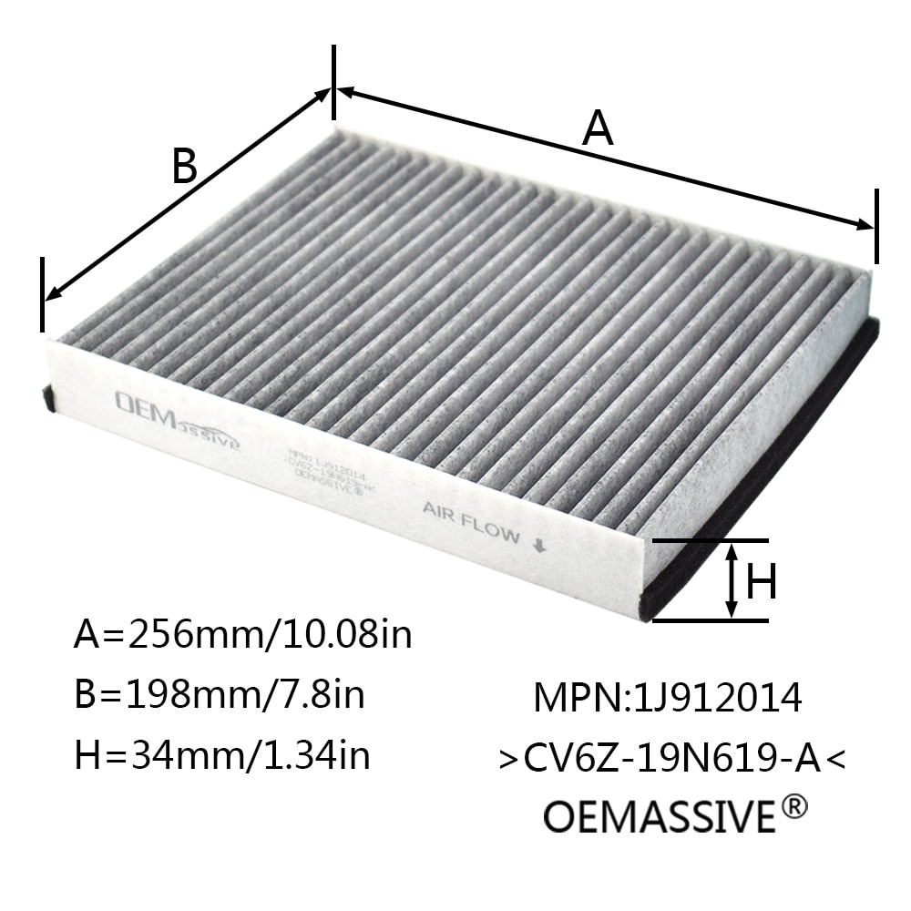 2x Car Pollen Cabin Air Conditioning Filter Activated Carbon CV6Z-19N619-A For Ford C-Max 2 Escape Kuga Focus 3 Transit Connect. 