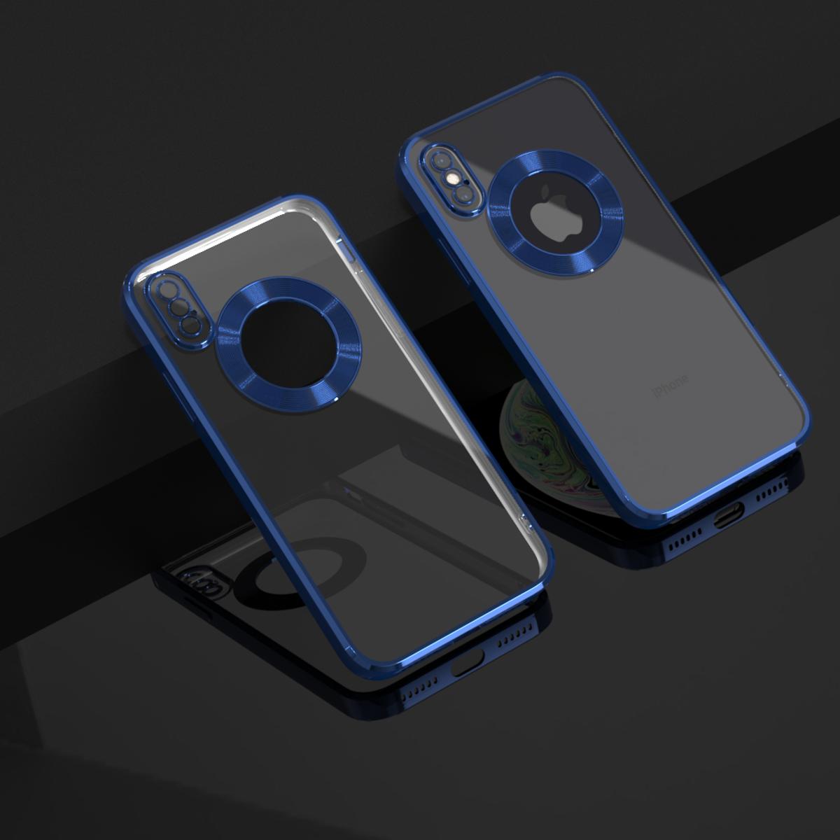 Apple iPhone X / Apple IPhone XS is showing electroplating clean clear soft tpu phone case logo back cover