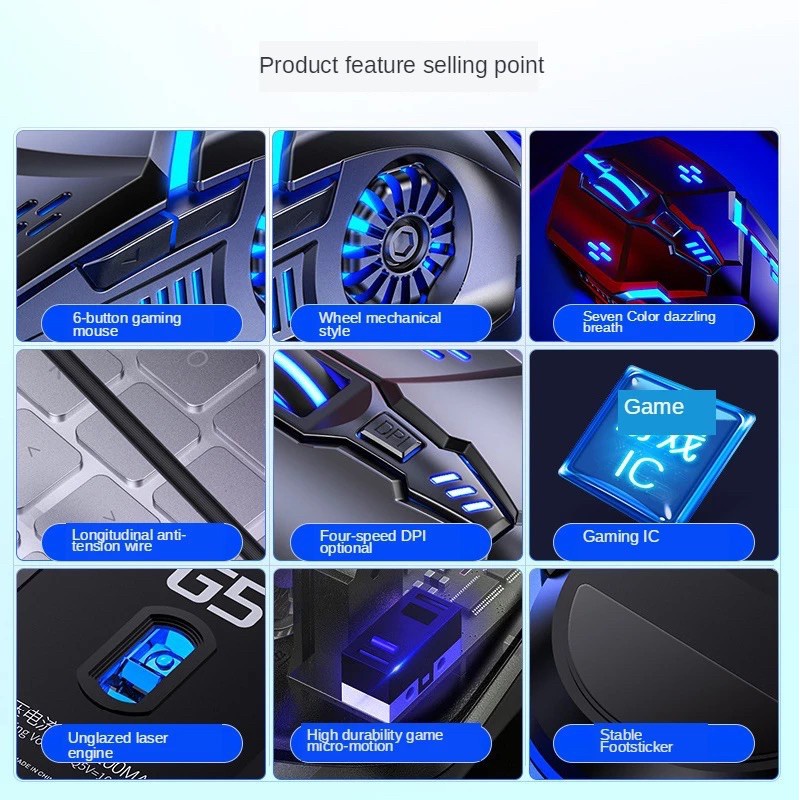 Leyoya G5 Gaming Mouse 7 Color Backlight USB Wired Silent Mouse For Gamer 3200 Dpi Mice For PC/Laptop Windows 7/8/10/XP Vista Linux. 