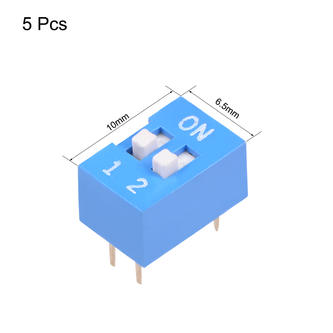 3Pcs- 2 Position DIP Switches 2.54mm Pitch Horizontal DIP Switch Two Positions Piano Type Dial DIP Slide Switch For Electronics Circuit PCB. 