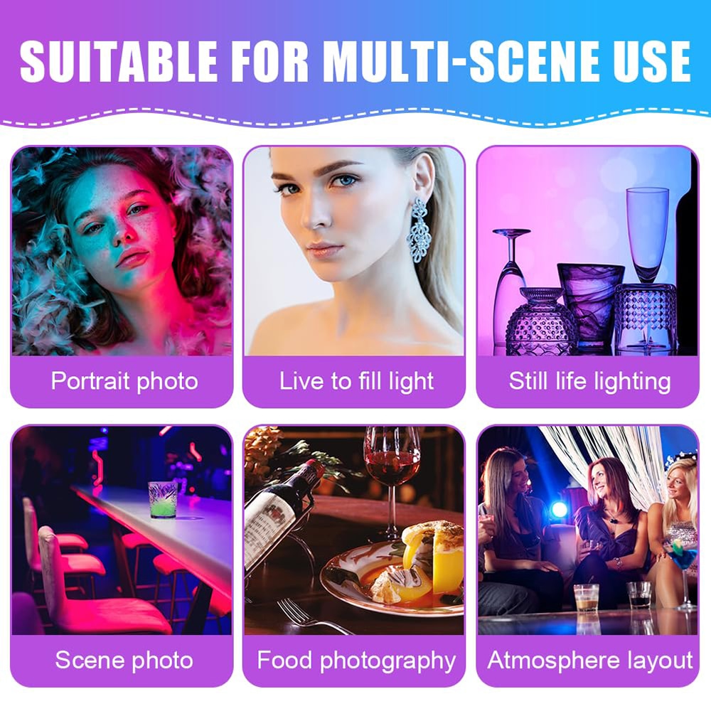 Mini RGB LED Square Soft Light Fill Photography for Cameras Mobile Phone Selfie Poles Live Streaming Selfie Vlog Rechargeable. 