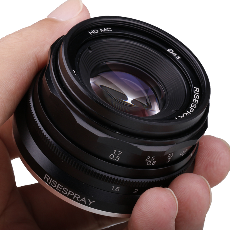 RISESPRAY 35mm F1.6 V APS-C Prime Lens for Sony E A6600 6500 Fuji XF Canon EOS-M M50 Panasonic/Olympus Micro 4/3 Red. 