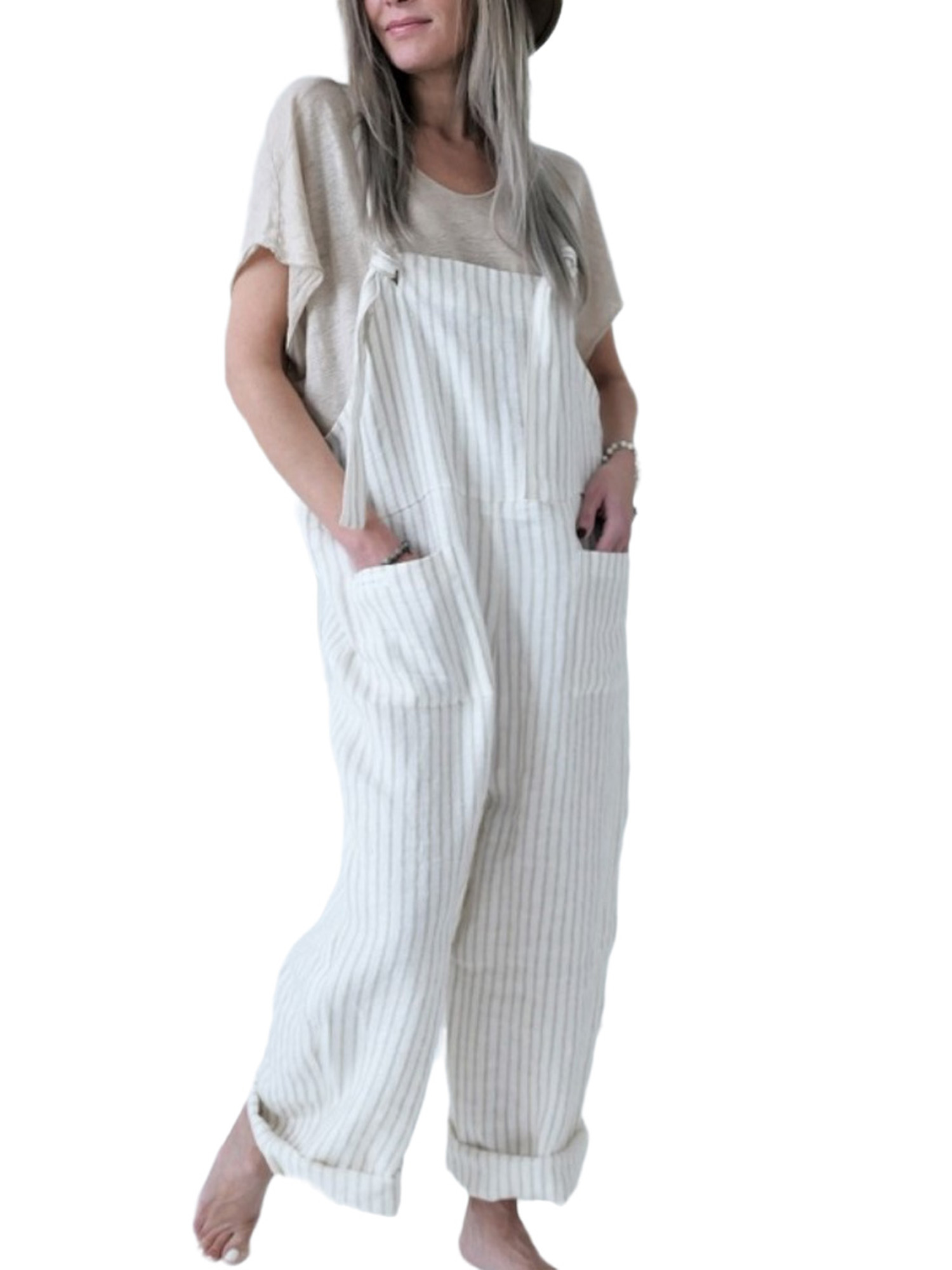 striped overalls womens