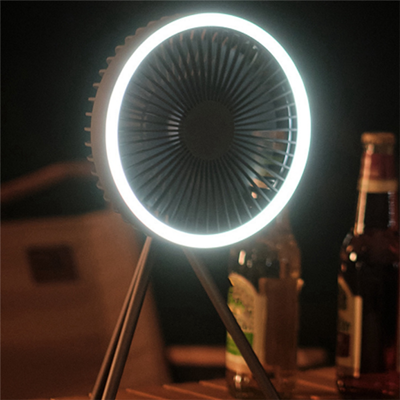 Camping Fan with Portable 3-In-1 LED Light USB Rechargeable Hanging and Standing Large Wind Power