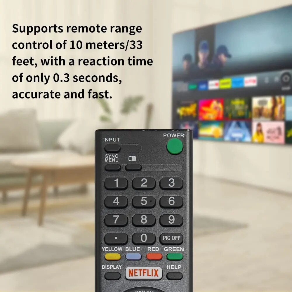 RMT-TX100U Universal Remote Control for Sony-TV-Remote, for All Sony bravia LCD LED HD Smart TVs, with Netflix Buttons. 