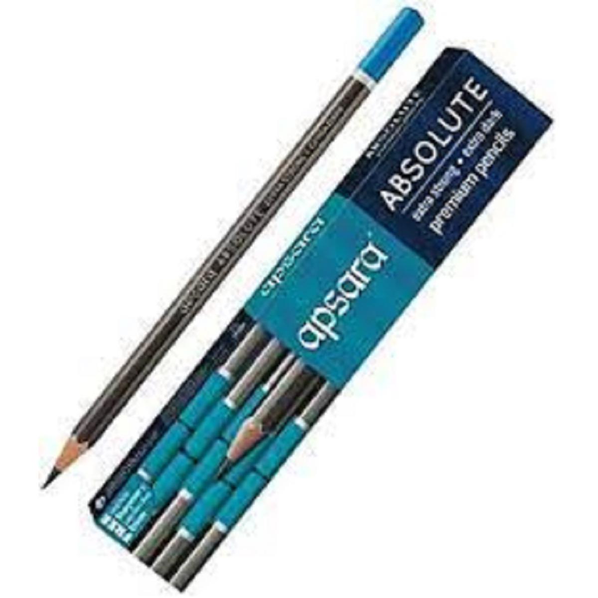 Apsara Absolute Extra Dark Premium Pencils (With 1Pc Eraser and 1Pc Sharpener Free) - 14 Pcs