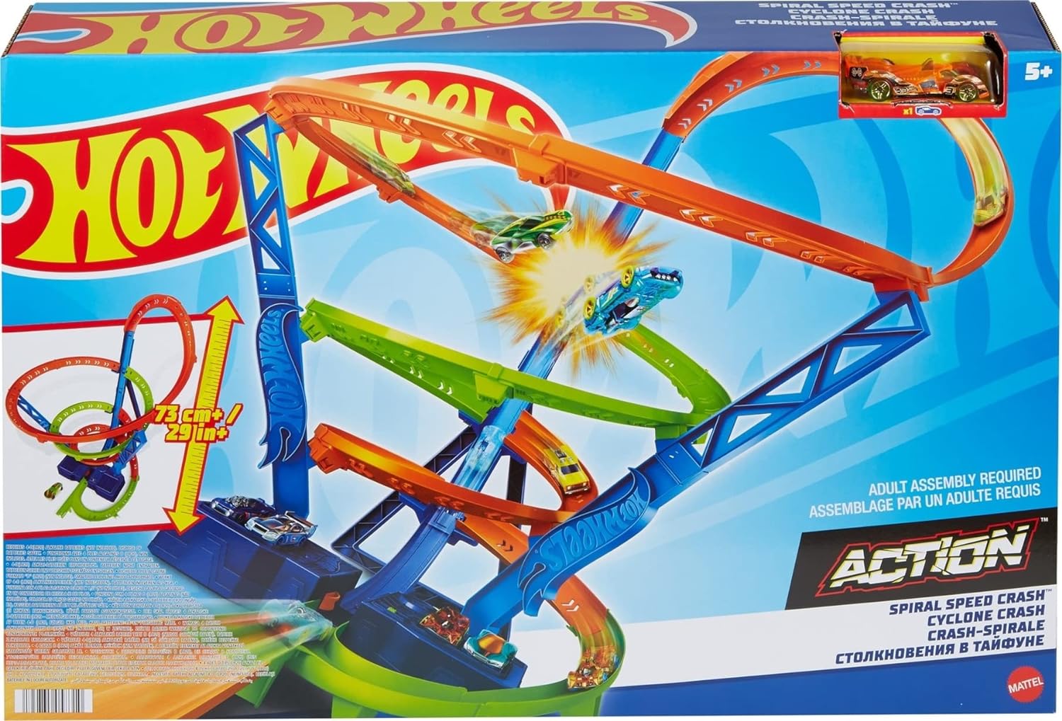 Hot Wheels HGV67 Action Spiral Speed Crash Trackset, Multicolor, 10.0 x 56.0 x 35.5 cm