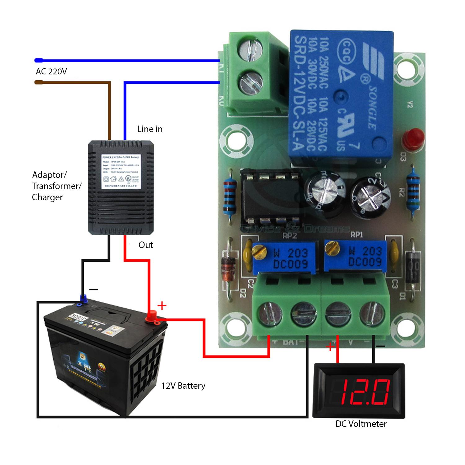 XH-M601 Automatic 12V Battery Charging Control With Protection Module - Multi Plug - Multi Plug. 