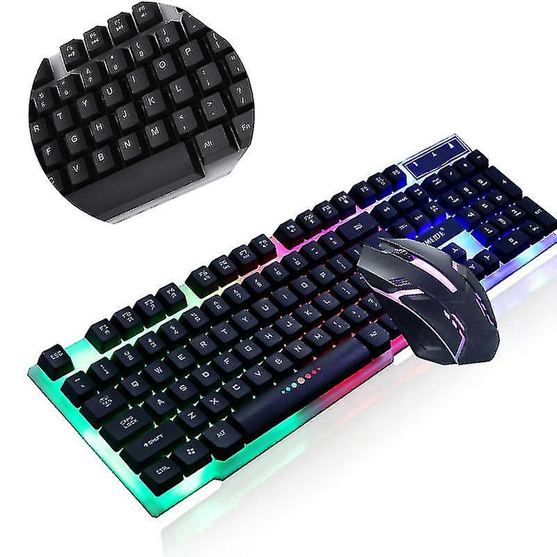 [GB]LED Backlit USB Ergonomic Gaming Mechanical Keyboard Gamer Mouse Sets Wired Keyboard and Mouse Combo Set. 