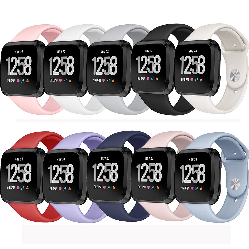 For Fitbit Versa 2 / Fitbit Versa / Fitbit Versa Lite Solid Color Silicone Watch Band, Size:L(White). 
