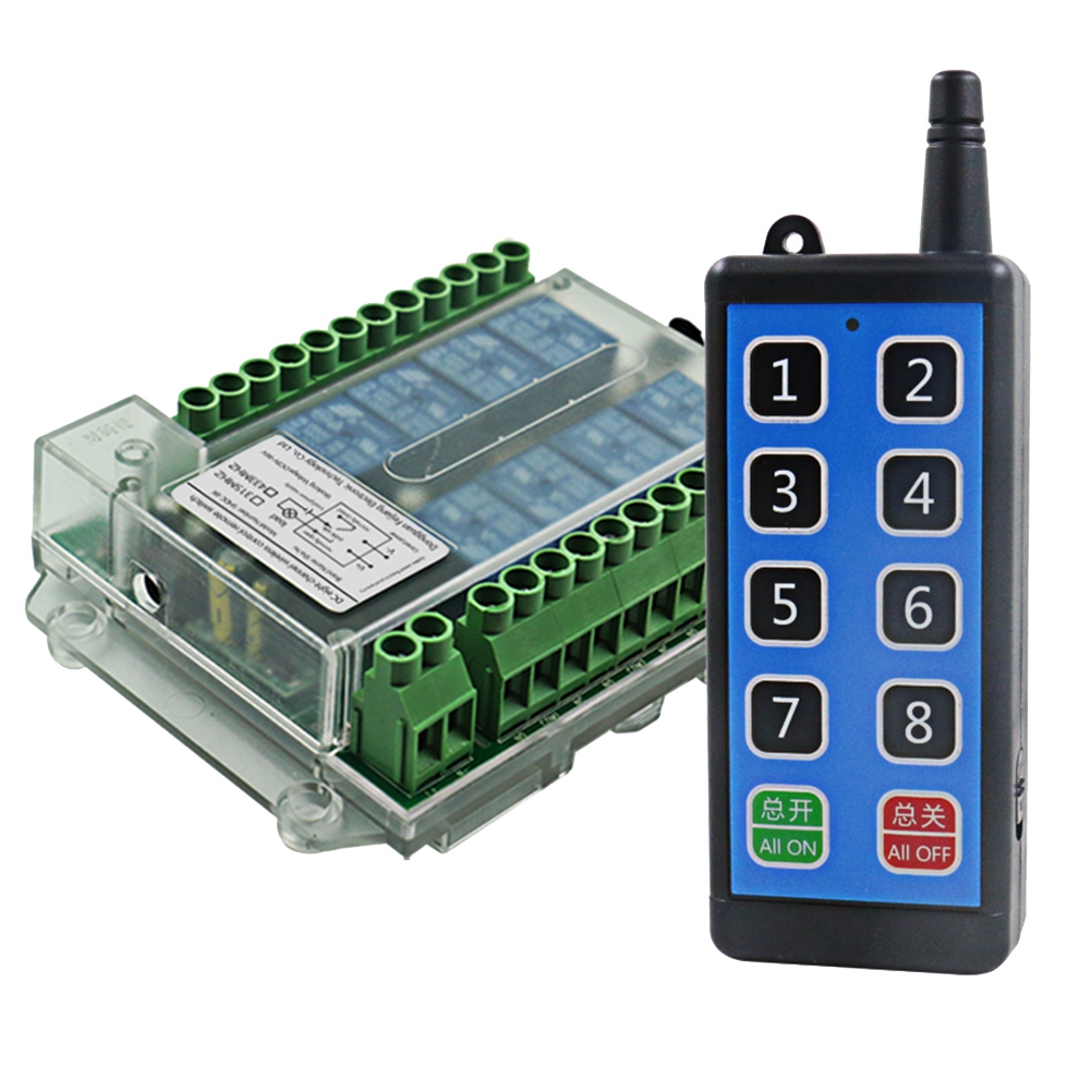 8 Channel DC 9-72V Remote Control Wireless Switch Remote Motor Control Switch (1 Set). 